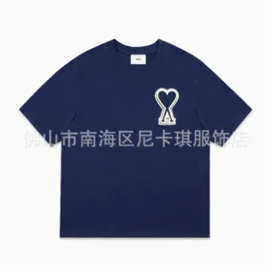 Ami Navy Blue T shirt, Iconic Heart Design