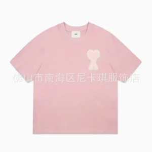 AMIRI Pink T shirt: Heart Embroidered