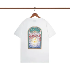 Casablanca White Tee: Sun Wave Design