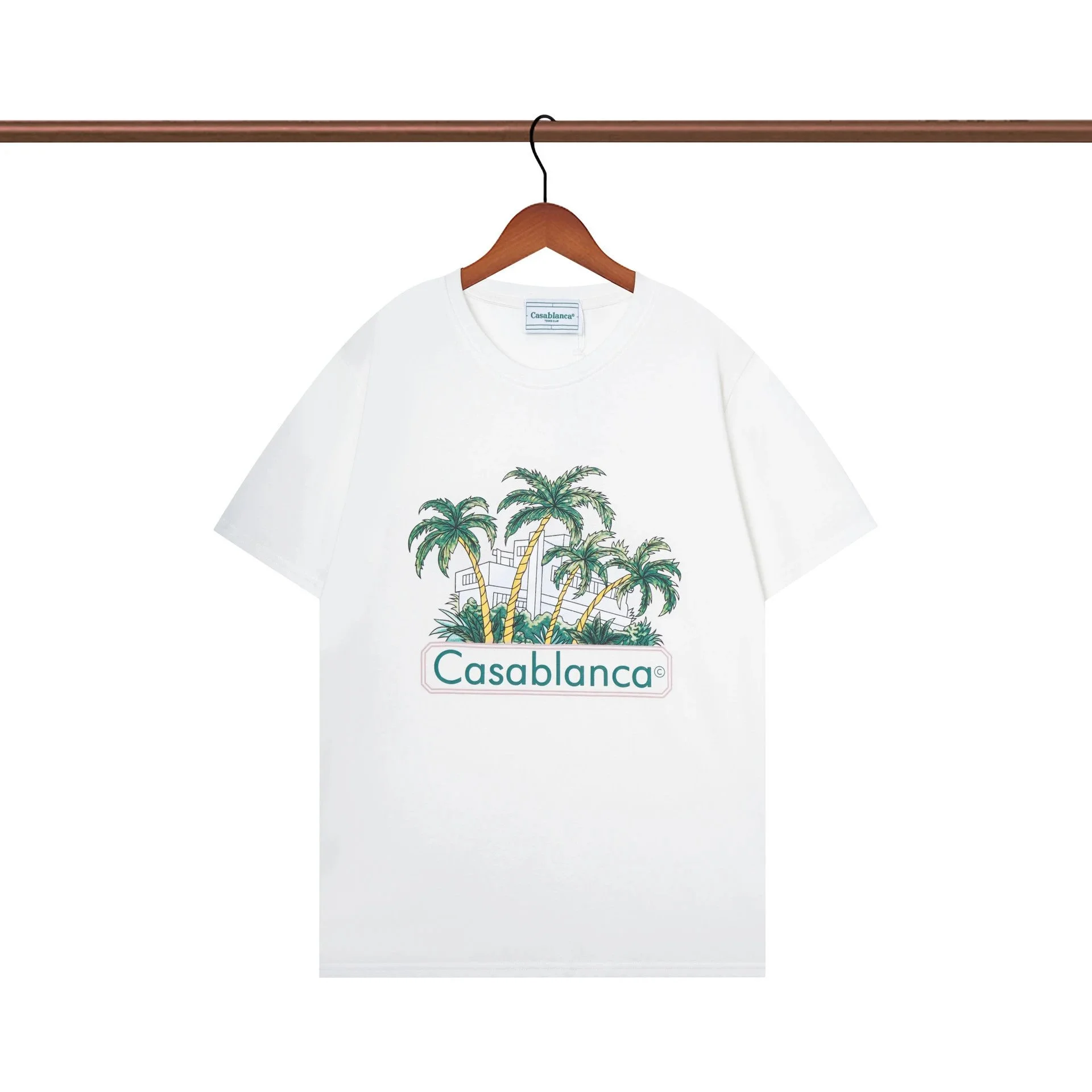 Casablanca White Tee: Palm Tree Design