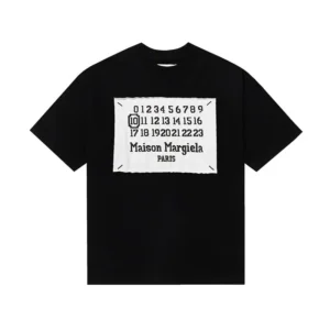 Maison Margiela Black T shirt: Numerical Patch, Parisian Style