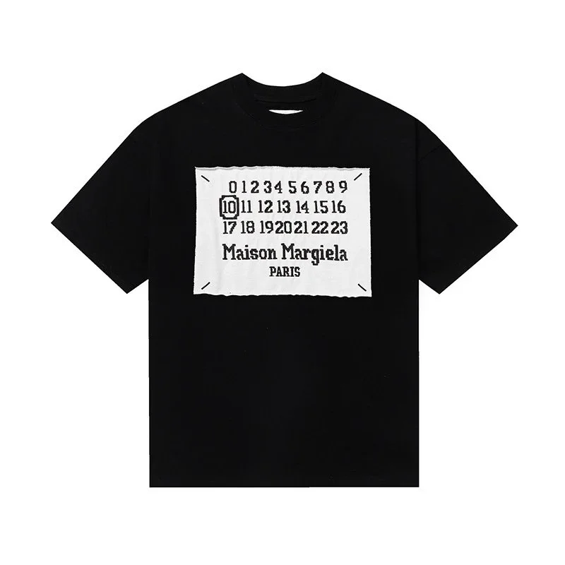 Maison Margiela Black T shirt: Numerical Patch, Parisian Style