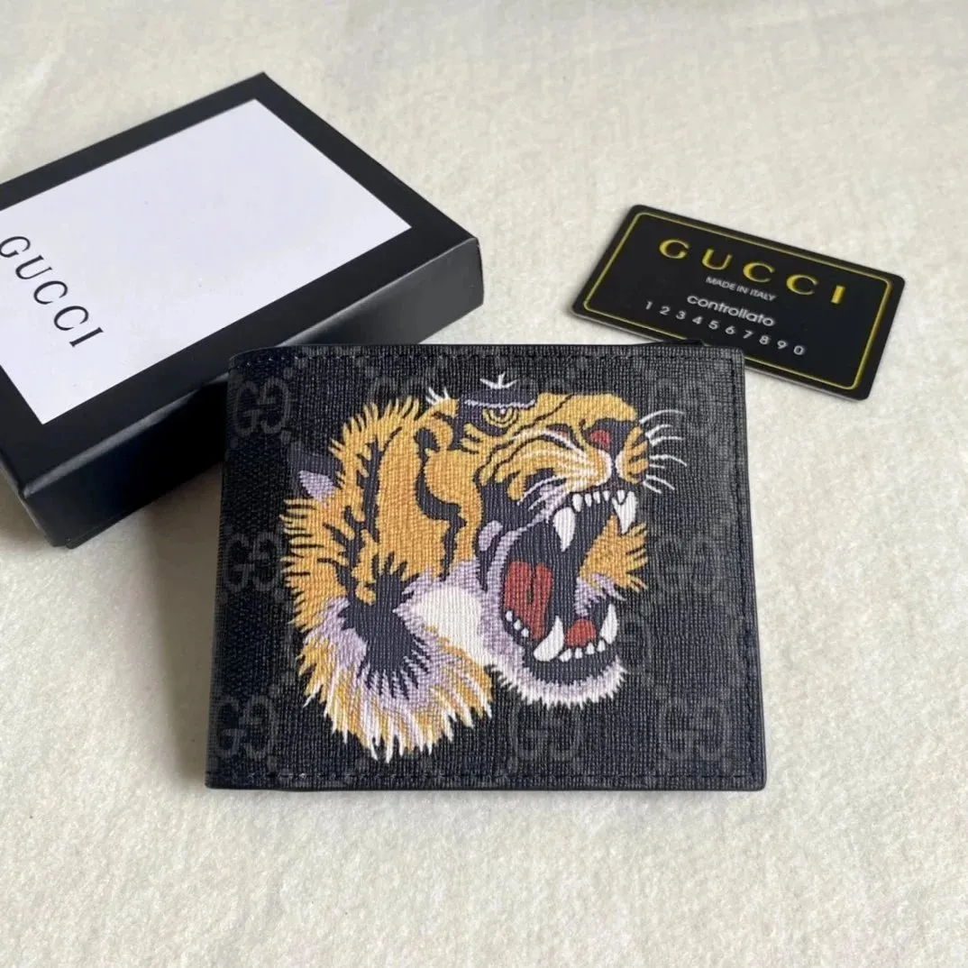 Gucci Black Men's Wallet with Tiger Emblem