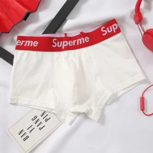 Superme White Boxers, Bold Red Waist