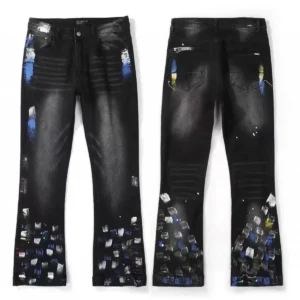 AMIRI Black Jeans with Splashy Design Urban