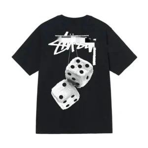 Stussy Black Graphic T Shirt: Edgy Dice