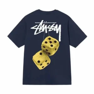 Stussy Navy T Shirt with Dice: Trendy