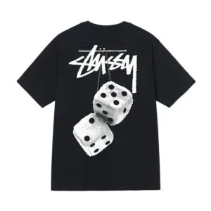 Stussy Black T Shirt with Dice: Cool