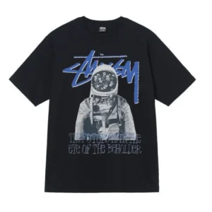 Stussy Black Graphic T Shirt: Cool Astronaut