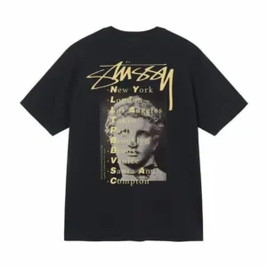 Stussy Black Tee: Street Art & Global Names