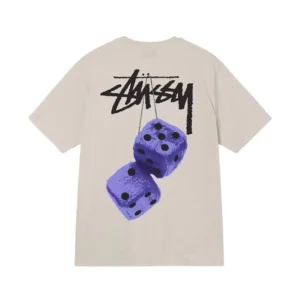 Stussy Beige T Shirt: Graffiti & Dice Motif