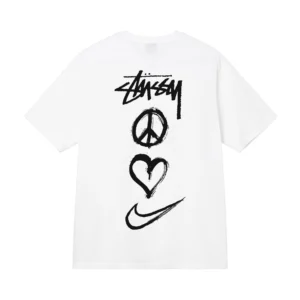 Stussy White T shirt with Graffiti Graphics