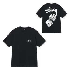 Stussy Black Graphic T Shirt, Cool Dice