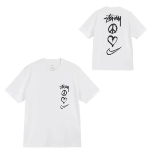 Nike x Stussy White Tee: Edgy Peace Love