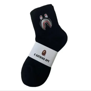 A Bathing Ape Black Socks with Shark Embro