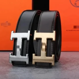 Hermes Black Leather Belts: Elegant H Buckle