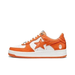 BAPE Orange White Sneakers, Trendy