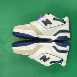 New Balance White Beige Navy Sneakers Sporty