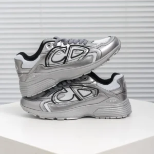 Dior Metallic Silver Sneakers: High Fashion