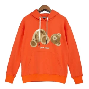 Palm Angels Orange Hoodie with Teddy Design