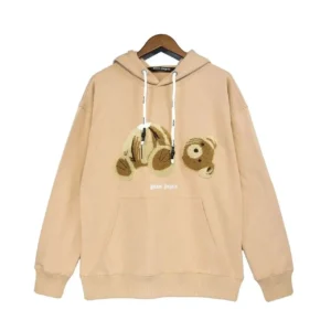 Palm Angels Beige Teddy Hoodie Street Style