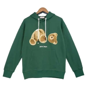 Palm Angels Green Teddy Hoodie Trendy