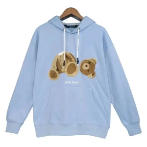 Palm Angels Light Blue Hoodie with Teddy