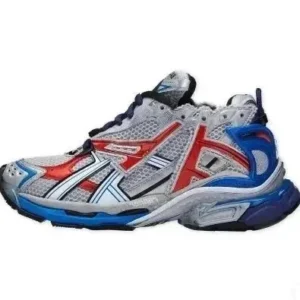 Mizuno Silver Mesh Sneakers with Red Blue