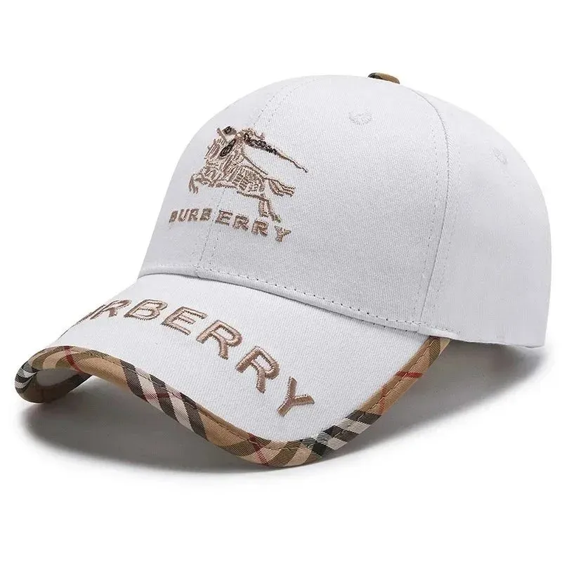 Burberry White Cap: Plaid Detail, High End