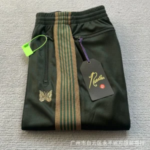 Poodles Striped Accent Dark Green Zippered