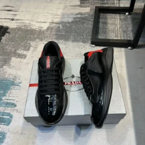 Prada Black Red Accented Sneakers Comfort