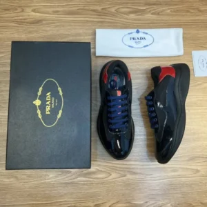 Prada Glossy Black Fashion Sneakers with