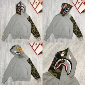Bape Grey Camo Shark Hoodie, Urban Fashion