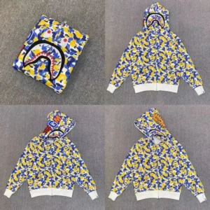 Bape Shark Hoodie Blue Yellow Hooded Jacket