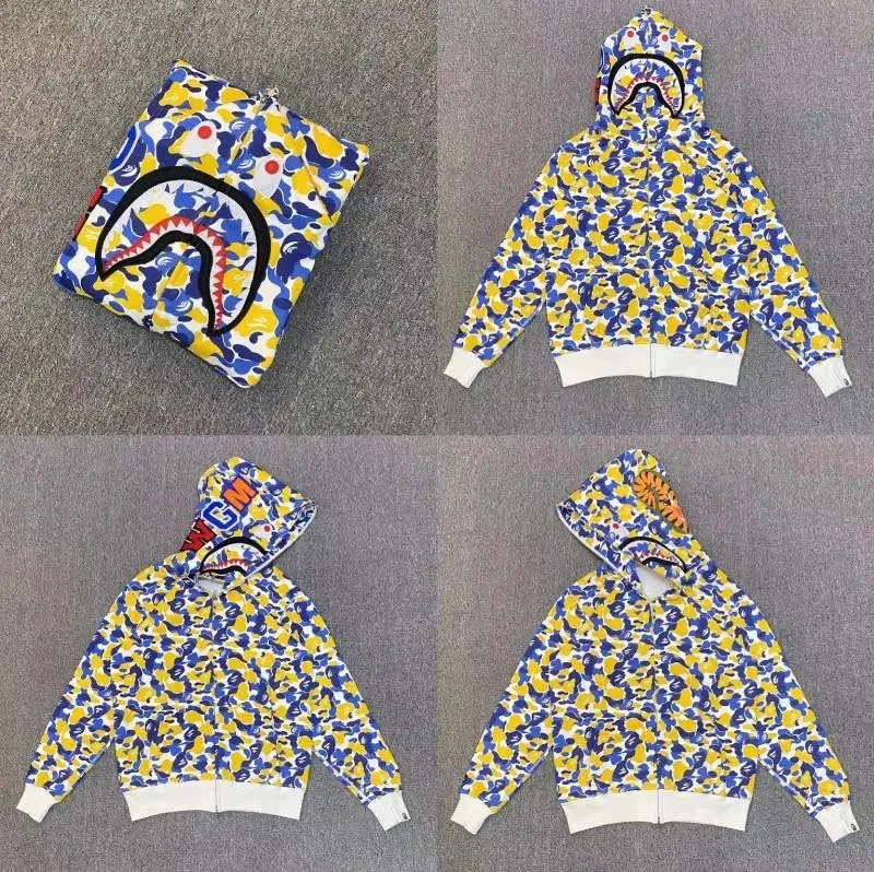 Bape Shark Hoodie Blue Yellow Hooded Jacket