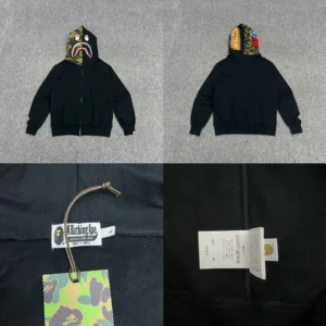 A Bathing Ape Black Hoodie with Shark Design