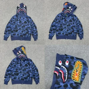 BAPE Shark Blue black Hoodie for Men: Urban