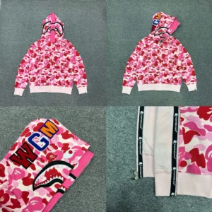 A Bathing Ape Pink Hoodie with Shark Design