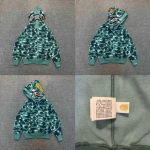 BAPE Shark Hoodie Green Camo Men's
