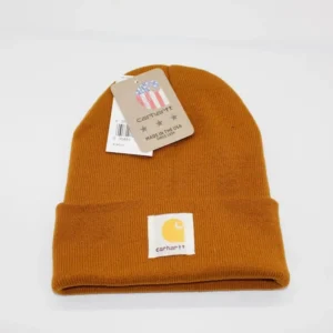 Carhartt Brown Beanie: Iconic Logo, Cozy