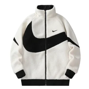 Nike Furry Jacket White/Black: Iconic Swoosh