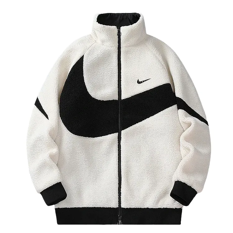 Nike Furry Jacket White/Black: Iconic Swoosh