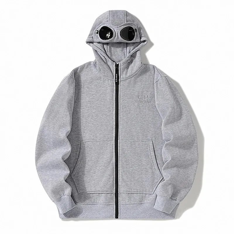 CP Company Light Gray Hoodie: Unique Goggle
