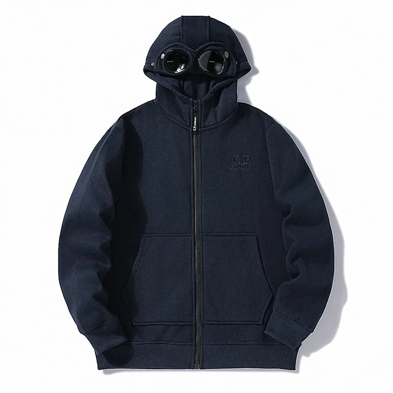 CP Company Navy Street Style Hooded Zip Up