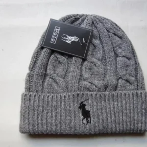 Polo Gray Embroidered Beanie: Stylish