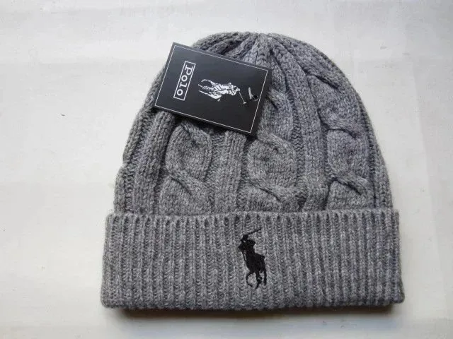 Polo Gray Embroidered Beanie: Stylish