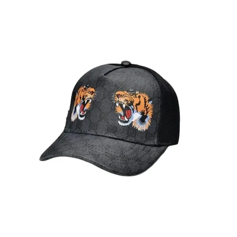 Gucci Black Hat with Tiger Embroidery