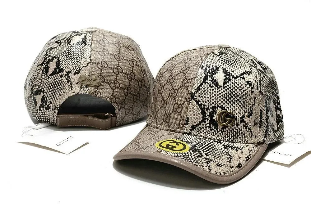 Gucci Beige Snakeskin inspired Baseball Cap
