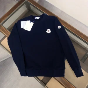 Moncler Navy Crew Neck: Iconic Emblem, Chic