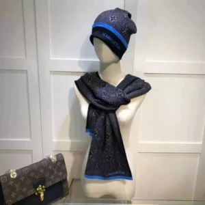 Louis Vuitton Blue accented Monogram Scarf